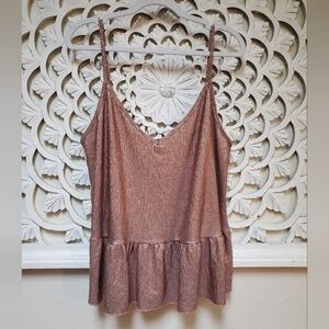 Haute Fox Gold/Silver Gilver Peplum Camisole Tank 1X